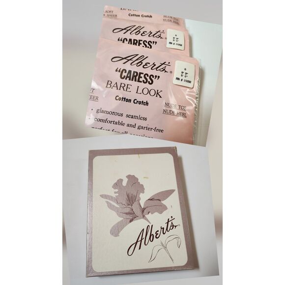 Albert’s Hosiery Caress Bare Look Pantyhose – Off Black, 3-Pack, Vintage - Picture 1 of 11